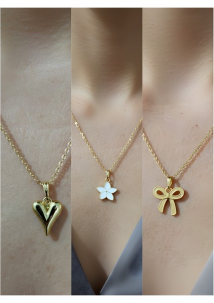 Üçlü Kombin Altın Kaplama Sembol Kolye Seti