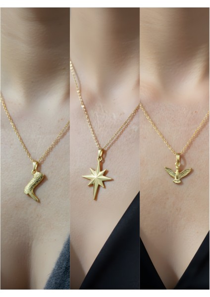 Üçlü Kombin Altın Kaplama Sembol Kolye Seti