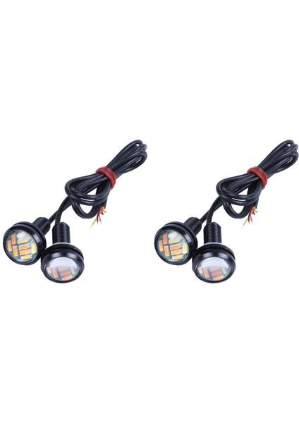 4 Pcs 12V 23MM Çift Renk Geçiş 4014 12 LED Drl Eagle Göz Gündüz Işığı (Yurt Dışından)