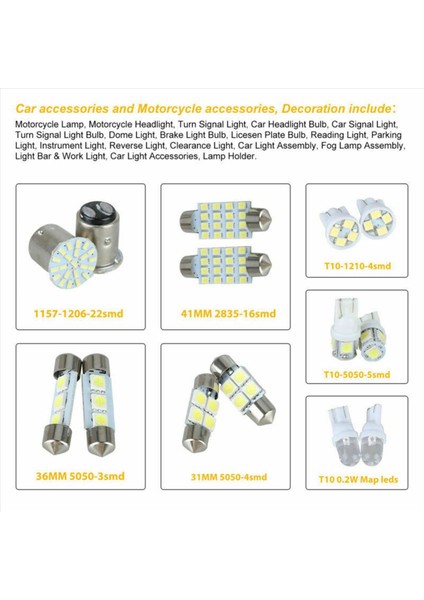 28 Çeşitli LED Araç Iç Mekan Işık Dome Bagaj Haritası Plaka Lambası Ampul (Yurt Dışından)