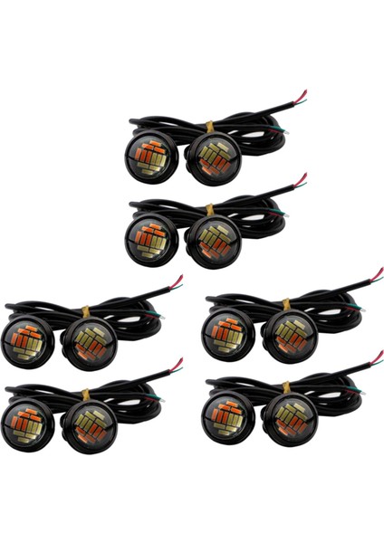 12 Pcs Araba 12V 23MM Çift Renk Geçiş 4014 12 LED Drl Eagle Göz Gündüz Işığı (Yurt Dışından)