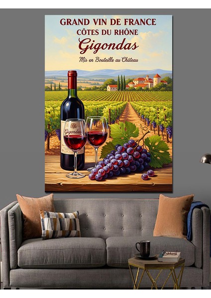 Şarap Şişesi Üzüm Manzarası Dekoratif Kanvas - Mdf Ahşap Tablo fiyatları