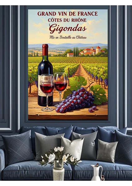 Şarap Şişesi Üzüm Manzarası Dekoratif Kanvas - Mdf Ahşap Tablo fırsatları