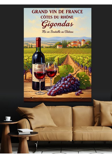 Şarap Şişesi Üzüm Manzarası Dekoratif Kanvas - Mdf Ahşap Tablo indirimleri
