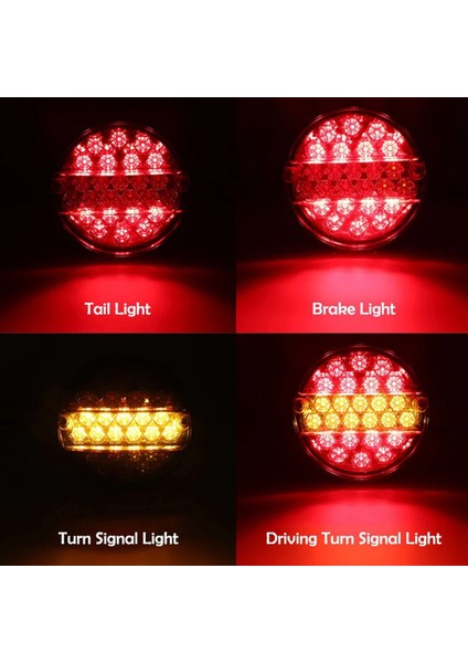 4pcs 12V 24V 20 LED Araba Römorku Kuyruk Evrensel Işıklar Kamyon Yuvarlak Arka Lamba Arka Fren Göstergesi Dönüş Sinyal Lambası (Yurt Dışından) modelleri