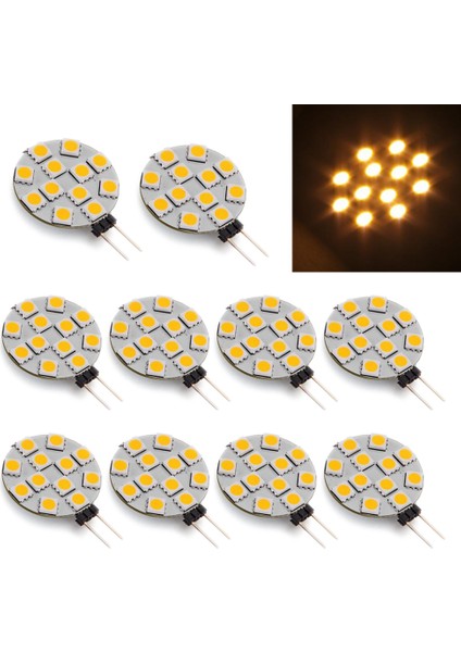 10 G4 Sıcak Beyaz 12 LED 5050 Smd Spot Işık Lamba Ampul Enerji Tasarrufu 12V (Yurt Dışından)