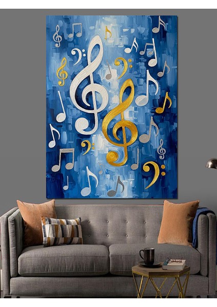 Müzik Notaları Soyut Arka Plan Dekoratif Kanvas - Mdf Ahşap Tablo fiyatları