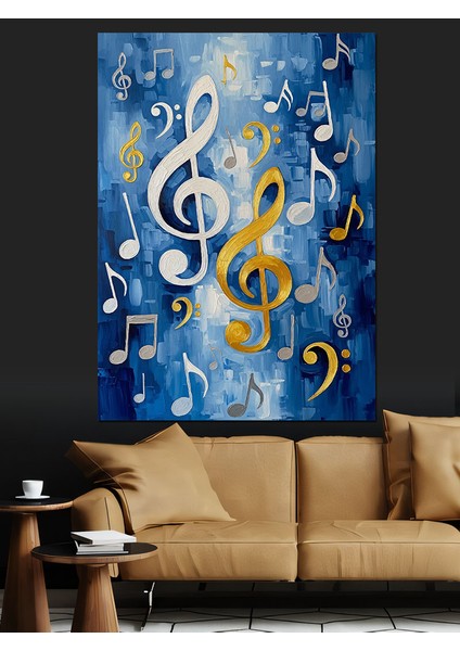 Müzik Notaları Soyut Arka Plan Dekoratif Kanvas - Mdf Ahşap Tablo fırsatları