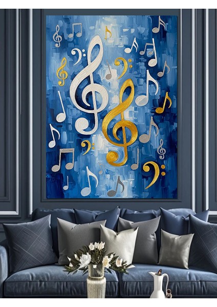 Müzik Notaları Soyut Arka Plan Dekoratif Kanvas - Mdf Ahşap Tablo indirimleri