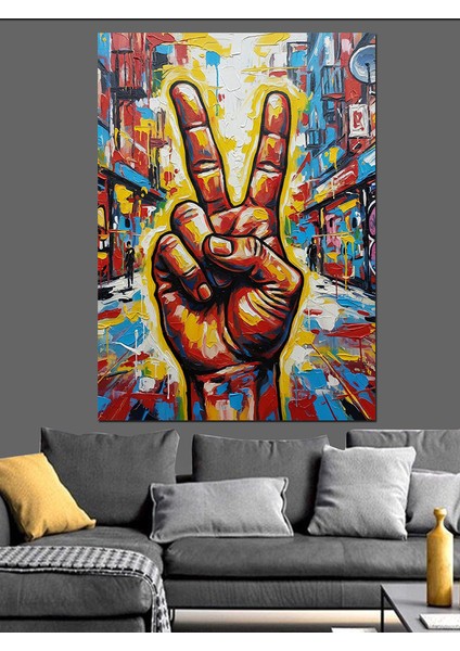 Barış Işareti El Sanatı Dekoratif Kanvas - Mdf Ahşap Tablo fiyatları