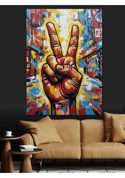 Barış Işareti El Sanatı Dekoratif Kanvas - Mdf Ahşap Tablo fırsatları