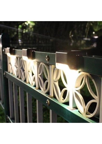 Solar Güneş Enerjili Şarj Edilen Köşebent Merdiven Veranda Bahçe Yolu LED Lamba Işık 4 Adet modelleri