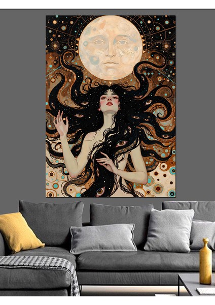 Dolunay Altında Deniz Kızı Dekoratif Kanvas - Mdf Ahşap Tablo modelleri