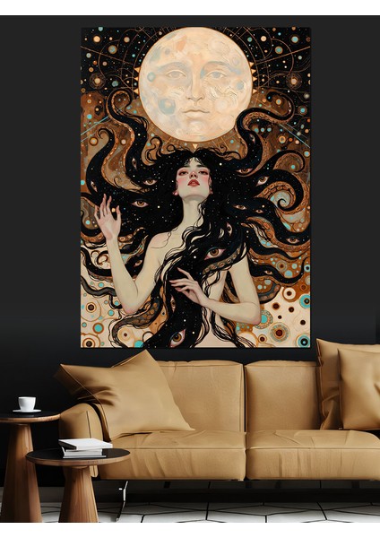 Dolunay Altında Deniz Kızı Dekoratif Kanvas - Mdf Ahşap Tablo indirimleri