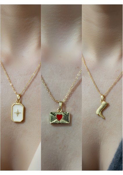 Üçlü Kombin Altın Kaplama Sembol Kolye Seti