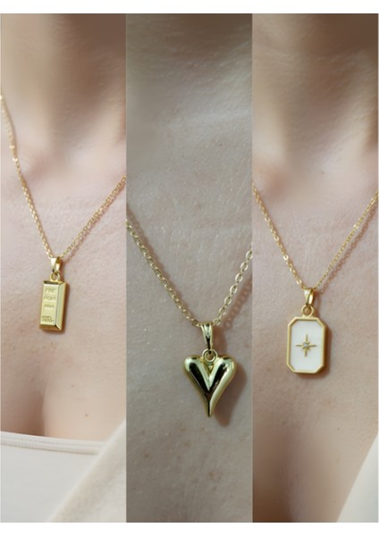 Üçlü Kombin Altın Kaplama Sembol Kolye Seti