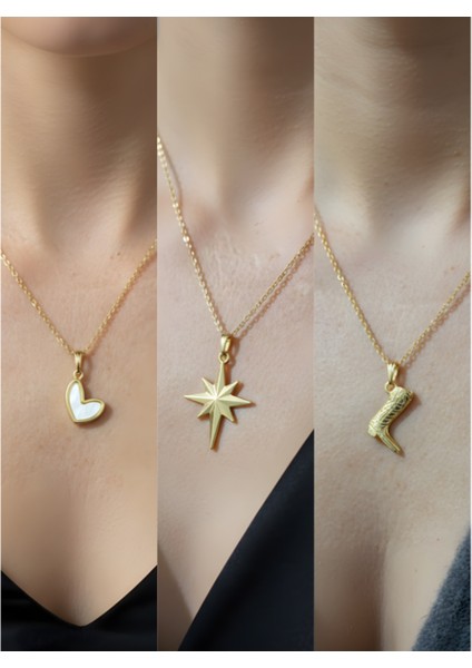 Üçlü Kombin Altın Kaplama Sembol Kolye Seti