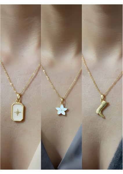 Üçlü Kombin Altın Kaplama Sembol Kolye Seti