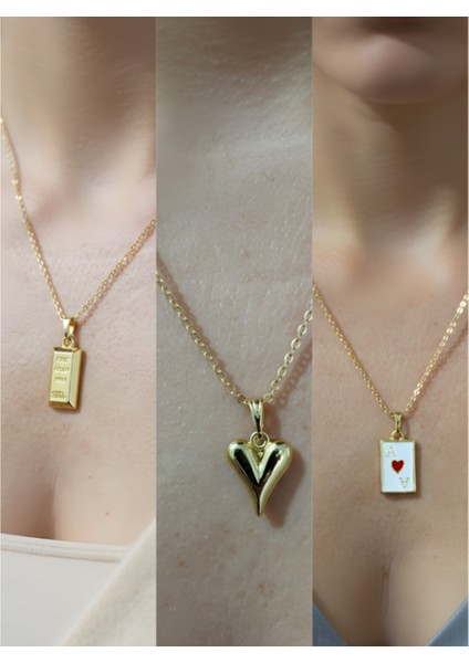 Üçlü Kombin Altın Kaplama Sembol Kolye Seti