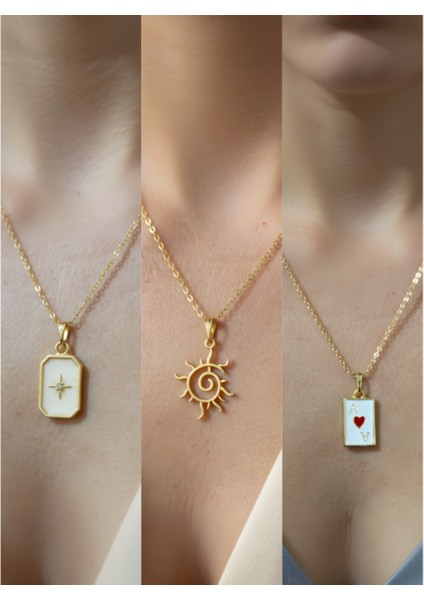 Üçlü Kombin Altın Kaplama Sembol Kolye Seti