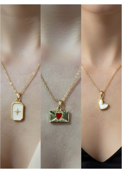 Üçlü Kombin Altın Kaplama Sembol Kolye Seti