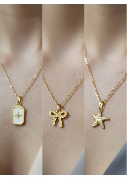 Üçlü Kombin Altın Kaplama Sembol Kolye Seti