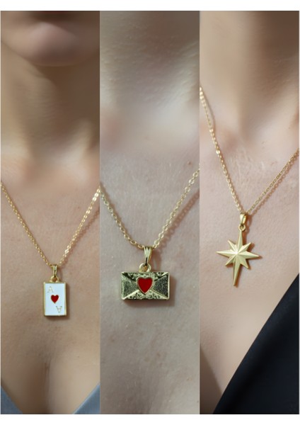 Üçlü Kombin Altın Kaplama Sembol Kolye Seti