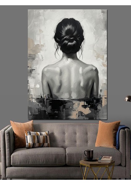 Çıplak Sırtı Dönük Kadın Dekoratif Kanvas - Mdf Ahşap Tablo
