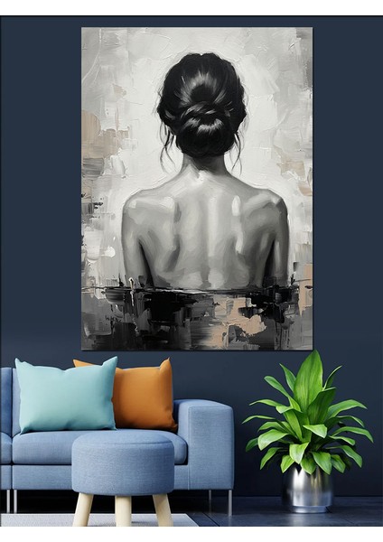 Çıplak Sırtı Dönük Kadın Dekoratif Kanvas - Mdf Ahşap Tablo fiyatları