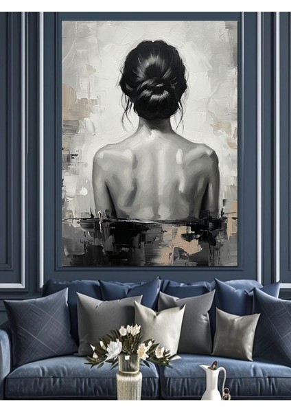 Çıplak Sırtı Dönük Kadın Dekoratif Kanvas - Mdf Ahşap Tablo fırsatları