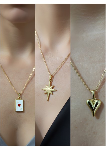 Üçlü Kombin Altın Kaplama Sembol Kolye Seti