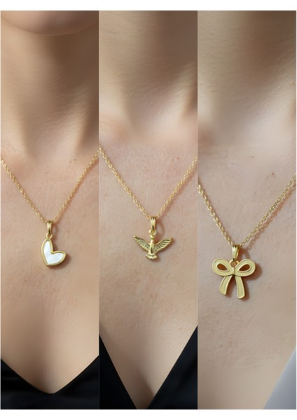 Üçlü Kombin Altın Kaplama Sembol Kolye Seti
