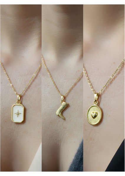 Üçlü Kombin Altın Kaplama Sembol Kolye Seti