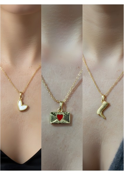 Üçlü Kombin Altın Kaplama Sembol Kolye Seti