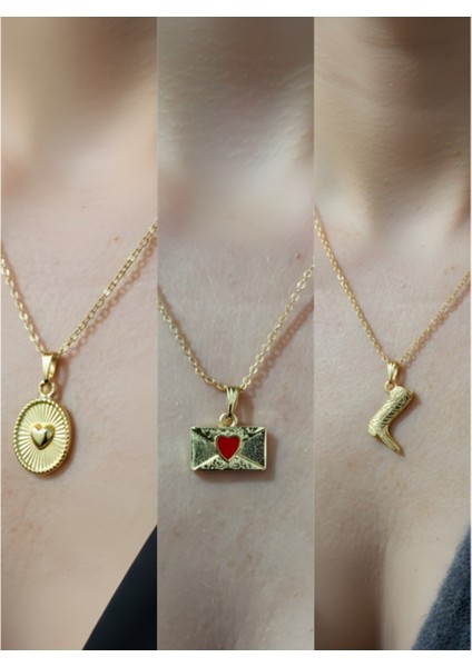 Üçlü Kombin Altın Kaplama Sembol Kolye Seti