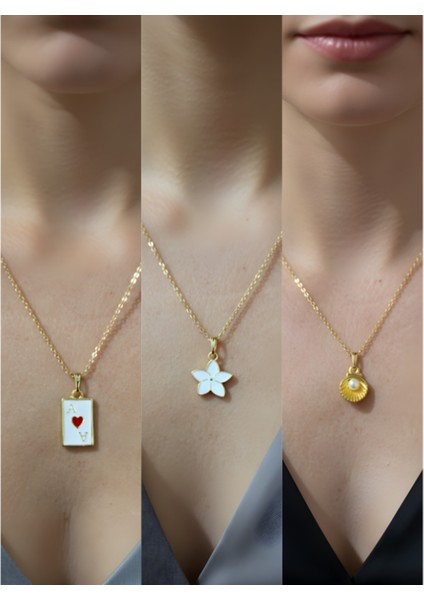 Üçlü Kombin Altın Kaplama Sembol Kolye Seti