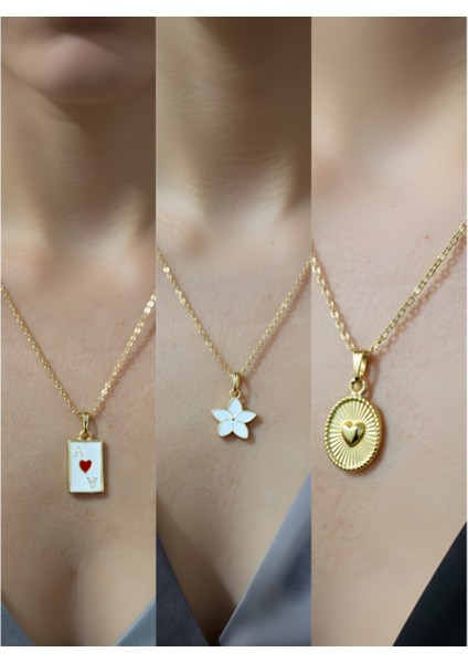 Üçlü Kombin Altın Kaplama Sembol Kolye Seti