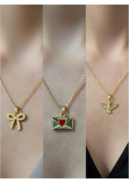 Üçlü Kombin Altın Kaplama Sembol Kolye Seti
