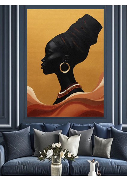 Afrikalı Kadın Silüeti Çizimi Dekoratif Kanvas - Mdf Ahşap Tablo fiyatları