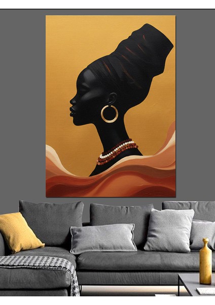Afrikalı Kadın Silüeti Çizimi Dekoratif Kanvas - Mdf Ahşap Tablo modelleri