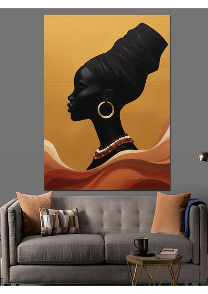 Afrikalı Kadın Silüeti Çizimi Dekoratif Kanvas - Mdf Ahşap Tablo fırsatları