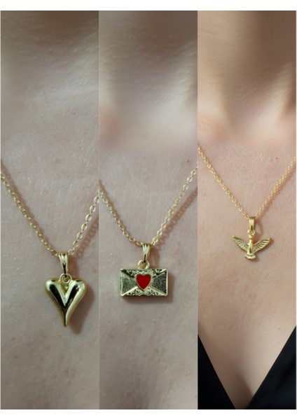 Üçlü Kombin Altın Kaplama Sembol Kolye Seti