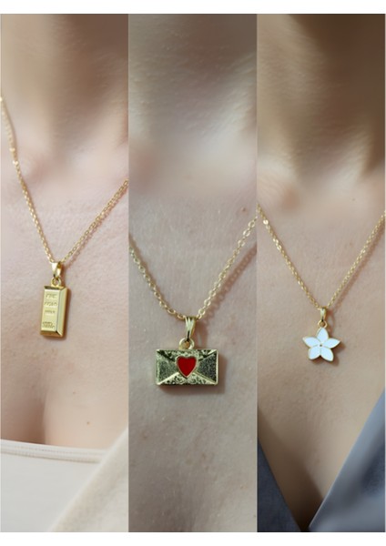 Üçlü Kombin Altın Kaplama Sembol Kolye Seti