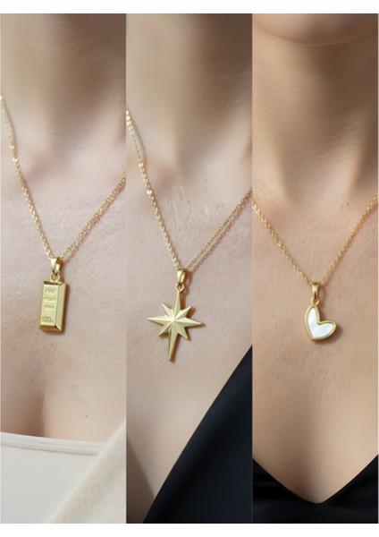 Üçlü Kombin Altın Kaplama Sembol Kolye Seti