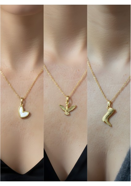 Üçlü Kombin Altın Kaplama Sembol Kolye Seti
