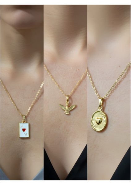 Üçlü Kombin Altın Kaplama Sembol Kolye Seti