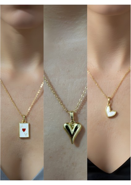 Üçlü Kombin Altın Kaplama Sembol Kolye Seti