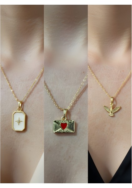 Üçlü Kombin Altın Kaplama Sembol Kolye Seti