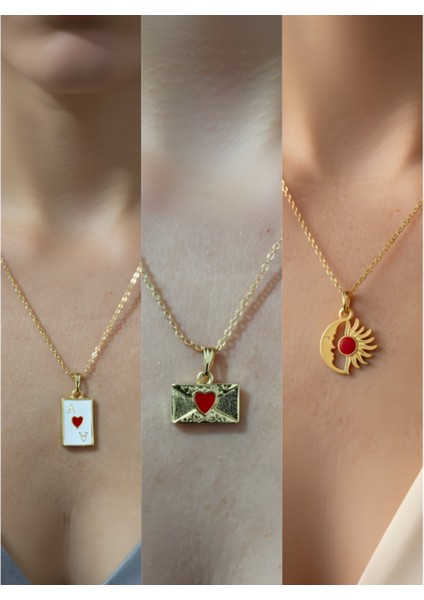 Üçlü Kombin Altın Kaplama Sembol Kolye Seti