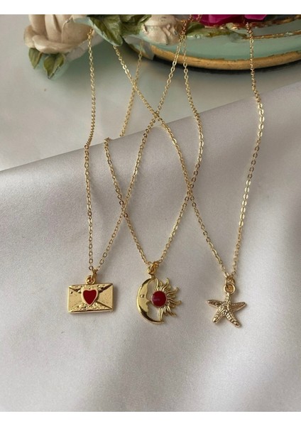 Üçlü Kombin Altın Kaplama Sembol Kolye Seti